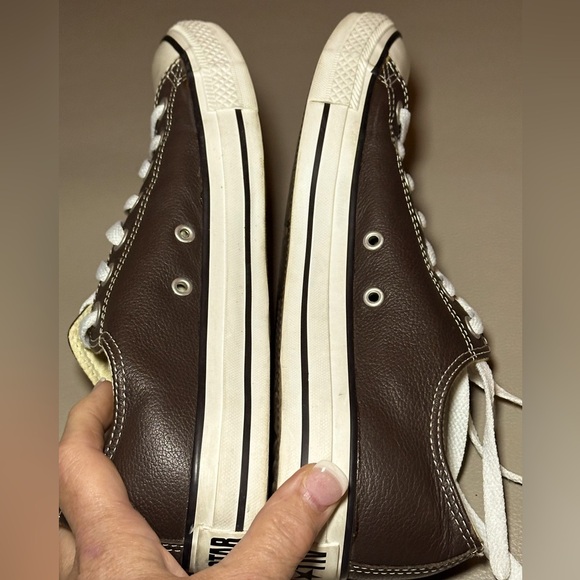 Converse Leather All Stars - Lo Ox - Mens 9 Womens 11 - Dark Root Brown - Picture 6 of 12